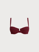 Women Knitted Nylon Bikini Tops Wine Red Sustainable Bikinis - BERLOOK