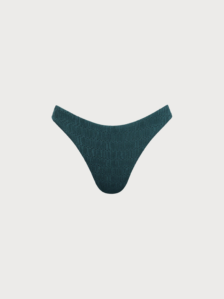 Women Knitted Nylon blended Bikini Bottom Dark Green Sustainable Bikinis - BERLOOK