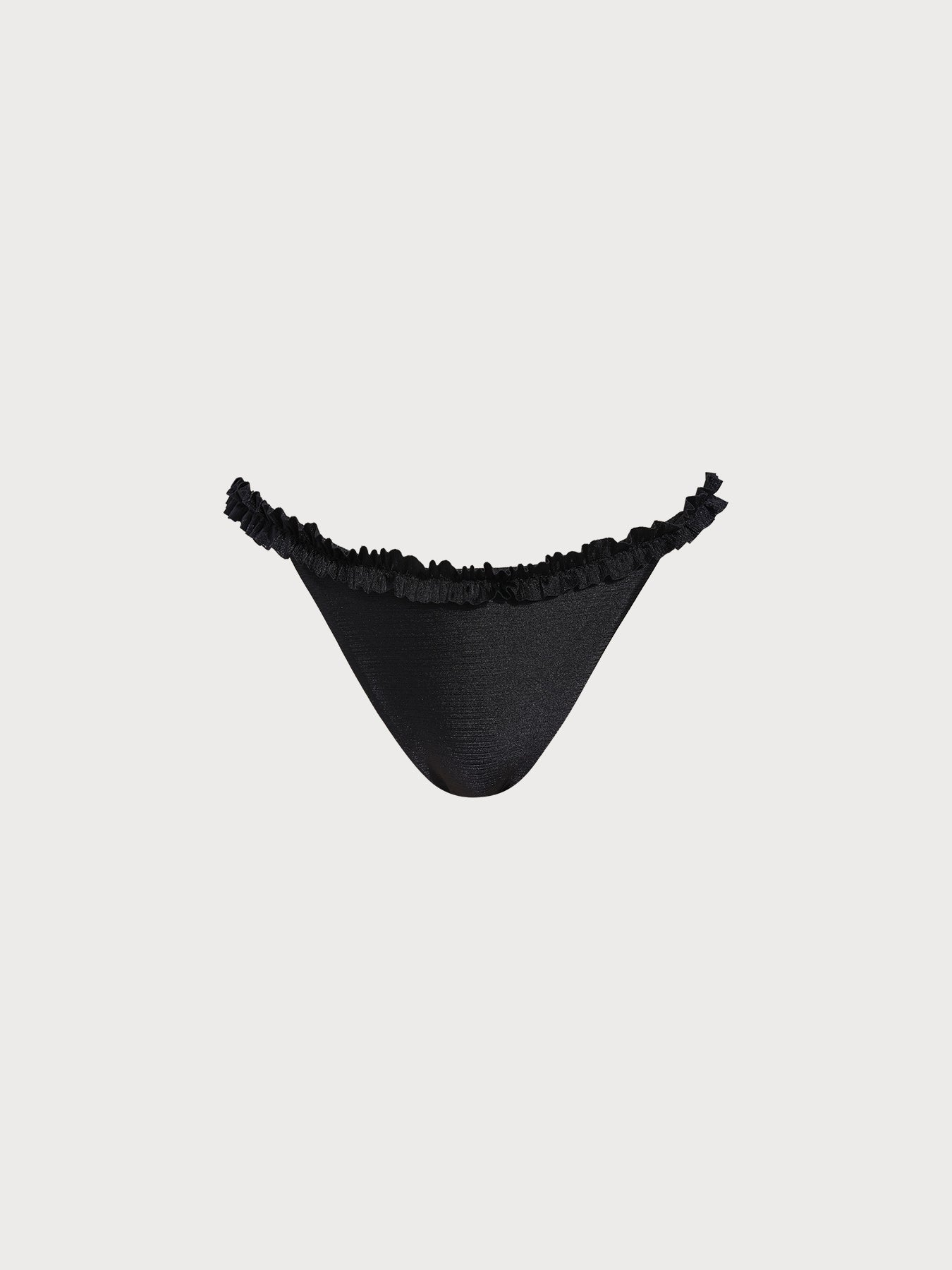 Women Knitted Nylon blended Bikini Bottoms Black Sustainable Bikinis - BERLOOK