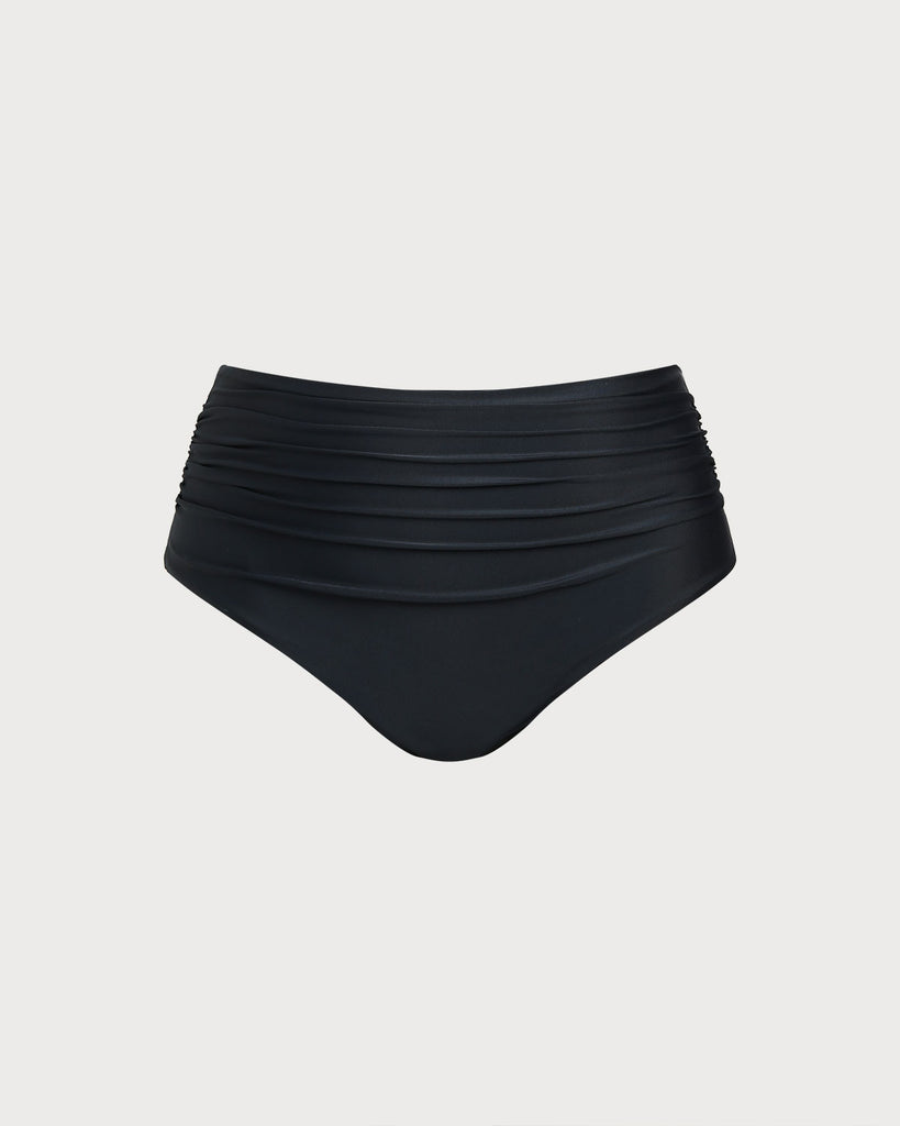 Women Knitted Nylon blended Bikini Bottoms Black Sustainable Plus Size Tankinis - BERLOOK