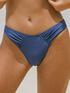 Women Knitted Nylon Blended Bikini Bottoms Blue Sustainable Bikinis - BERLOOK