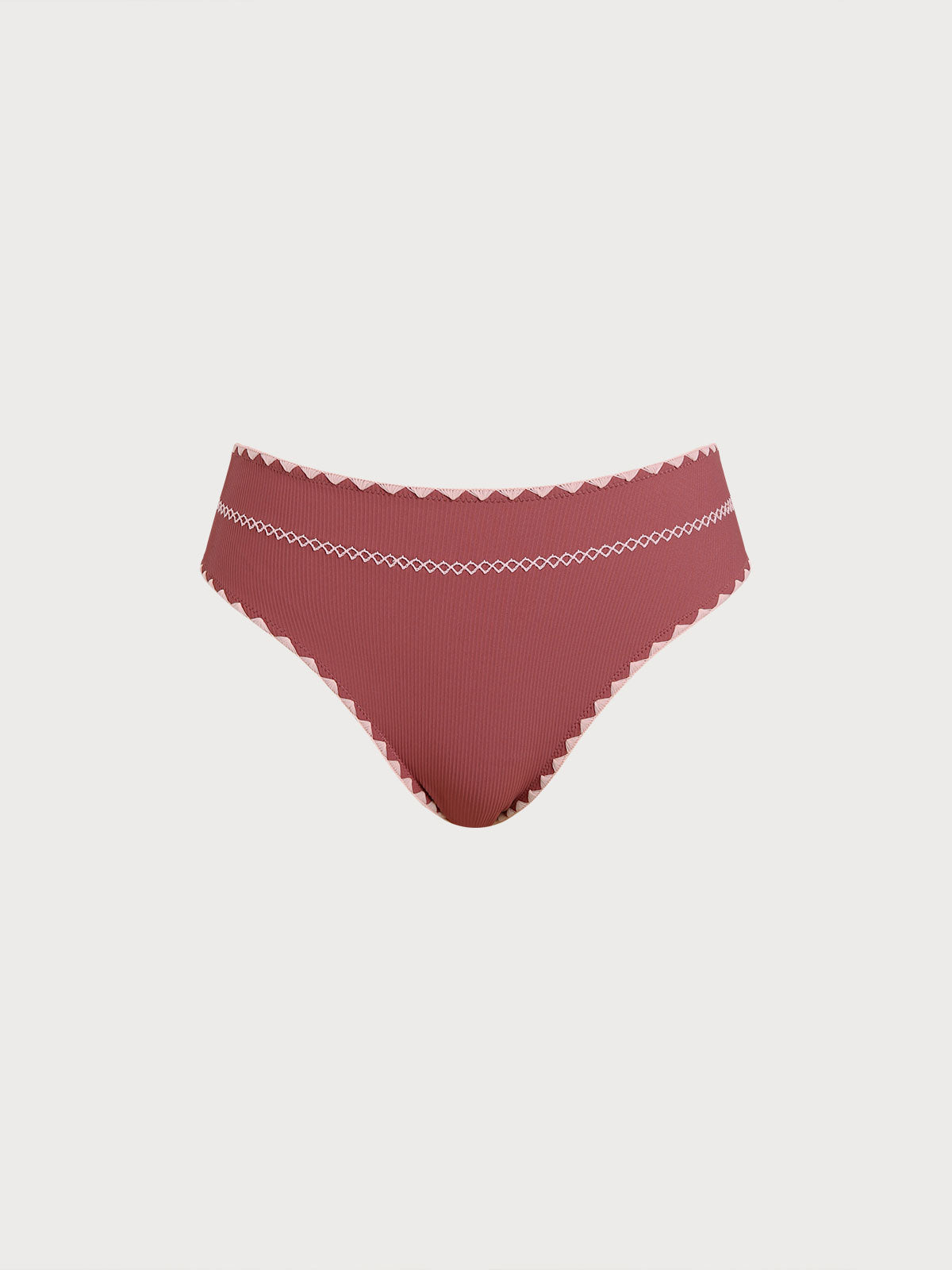 Women Knitted Nylon blended Bikini Bottoms Brick Red Sustainable Bikinis - BERLOOK