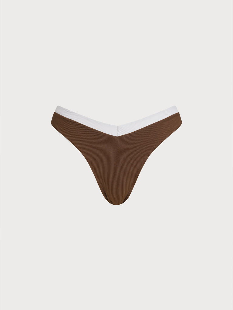 Women Knitted Nylon blended Bikini Bottoms Brown Sustainable Bikinis - BERLOOK