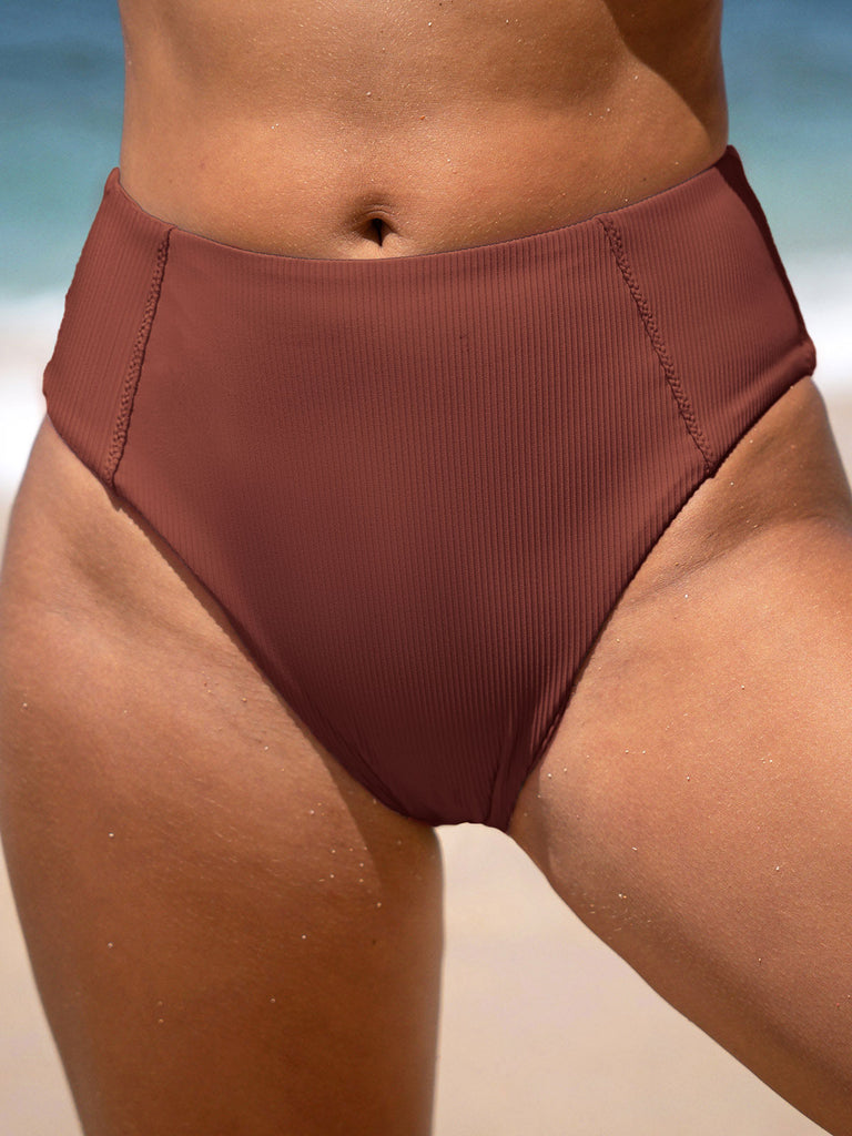 Women Knitted Nylon blended Bikini Bottoms Coffee Sustainable Bikinis - BERLOOK