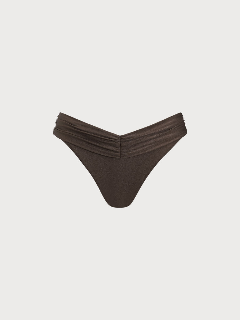 Women Knitted Nylon blended Bikini Bottoms Dark Coffee Sustainable Bikinis - BERLOOK