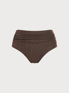Women Knitted Nylon blended Bikini Bottoms Dark Coffee Sustainable Plus Size Tankinis - BERLOOK