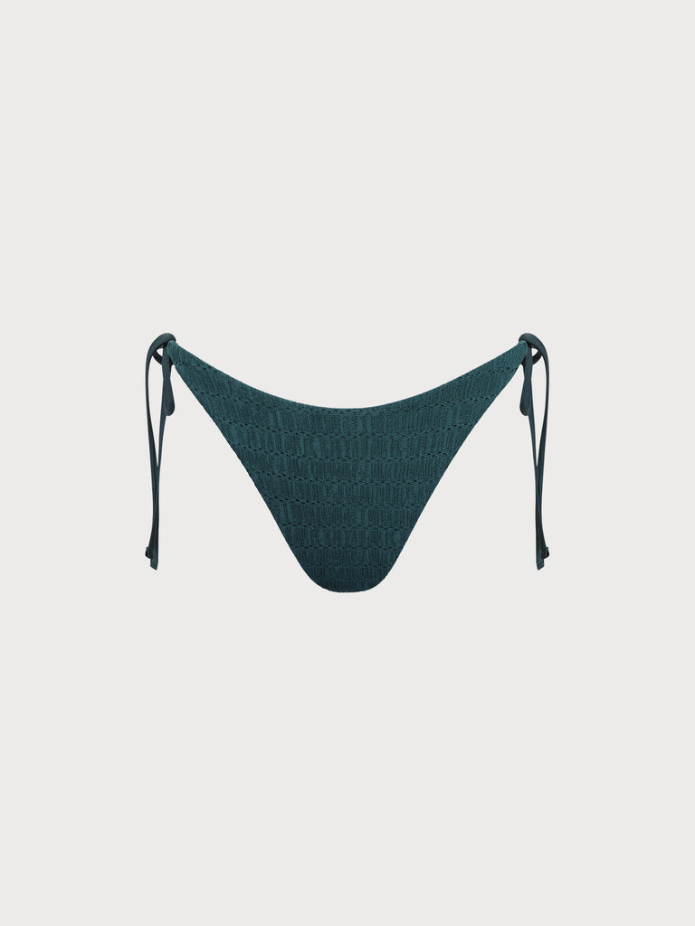 Women Knitted Nylon blended Bikini Bottoms Dark Green Sustainable Bikinis - BERLOOK