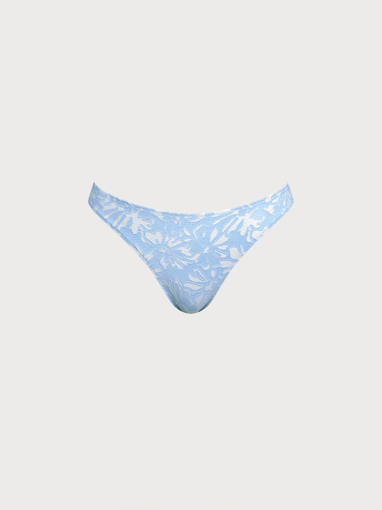 Women Knitted Nylon blended Bikini Bottoms Light Blue Sustainable Bikinis - BERLOOK