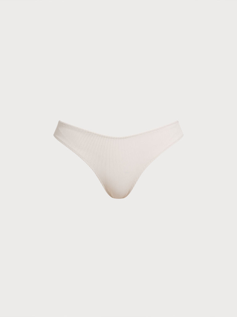 Women Knitted Nylon blended Bikini Bottoms Off White Sustainable Bikinis - BERLOOK