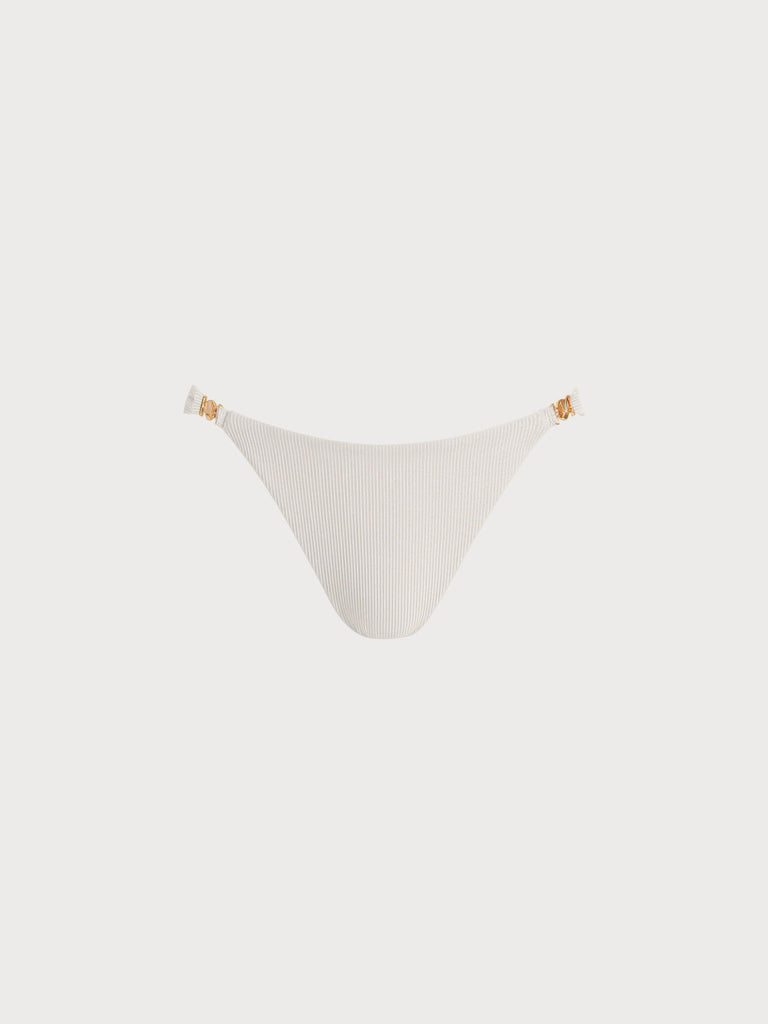 Women Knitted Nylon blended Bikini Bottoms Off White Sustainable Bikinis - BERLOOK