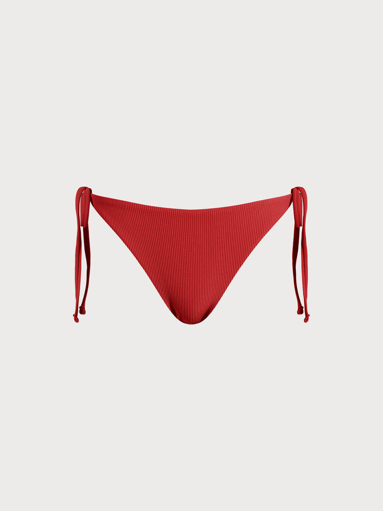 Women Knitted Nylon blended Bikini Bottoms Red Sustainable Bikinis - BERLOOK