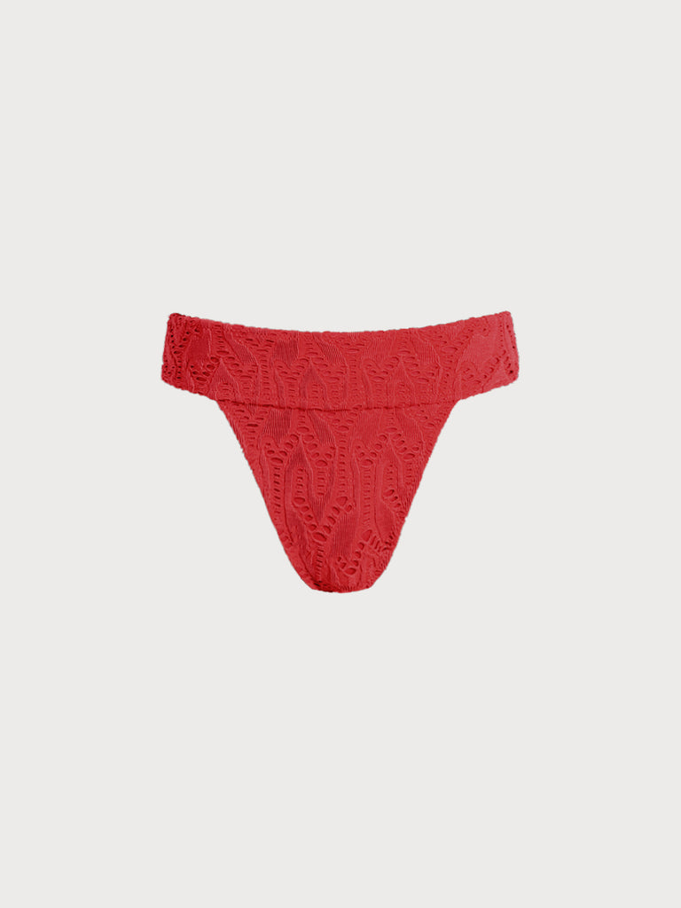 Women Knitted Nylon blended Bikini Bottoms Red Sustainable Bikinis - BERLOOK