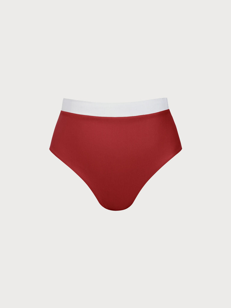 Women Knitted Nylon blended Bikini Bottoms Red Sustainable Plus Size Bikinis - BERLOOK