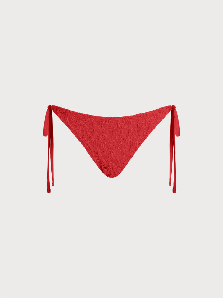 Women Knitted Nylon blended Bikini Bottoms Red Sustainable Tankinis - BERLOOK