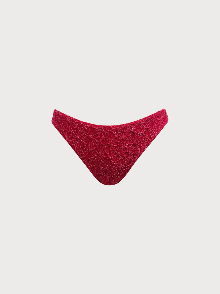 Women Knitted Nylon blended Bikini Bottoms Wine Red Sustainable Bikinis - BERLOOK