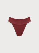 Women Knitted Nylon blended Bikini Bottoms Wine Red Sustainable Bikinis - BERLOOK