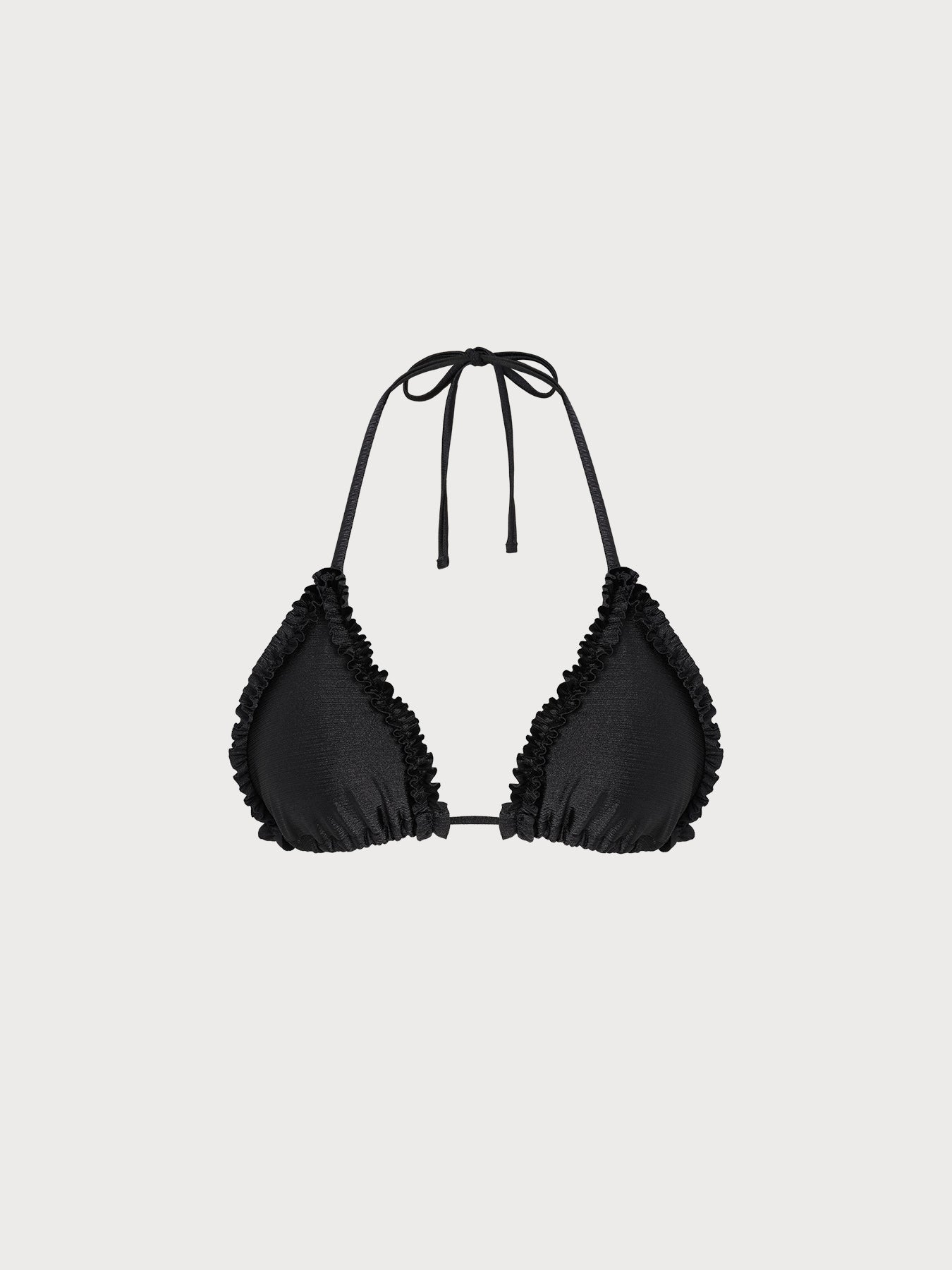 Women Knitted Nylon blended Bikini Tops Black Sustainable Bikinis - BERLOOK