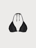 Women Knitted Nylon blended Bikini Tops Black Sustainable Bikinis - BERLOOK