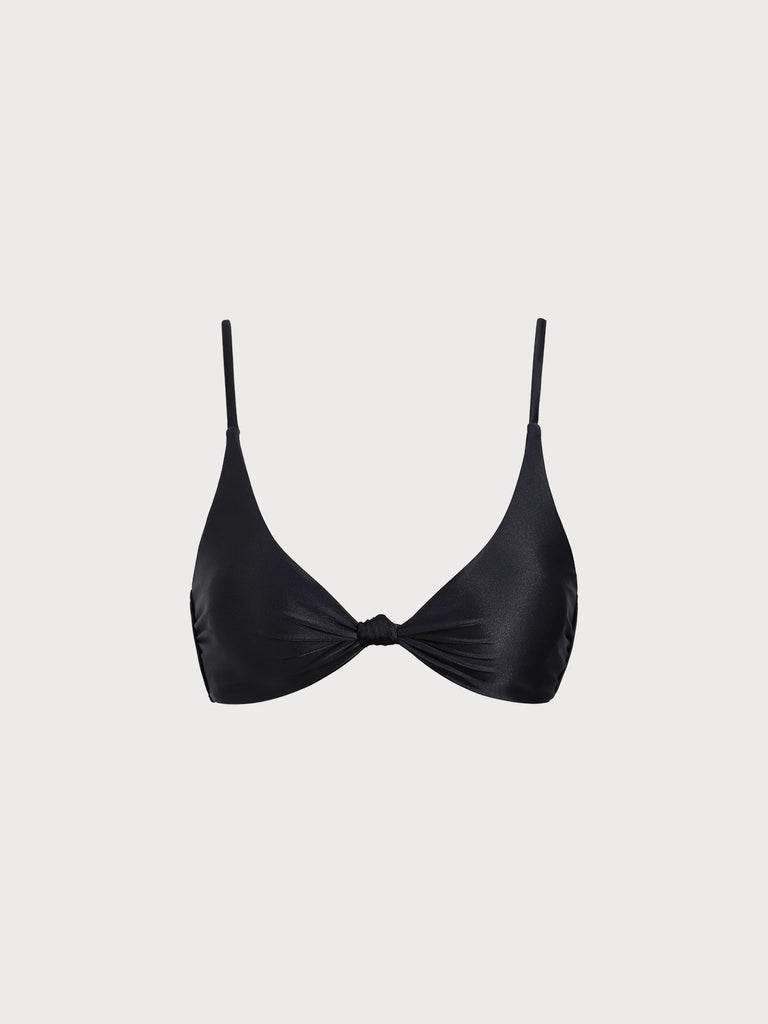 Women Knitted Nylon blended Bikini Tops Black Sustainable Bikinis - BERLOOK