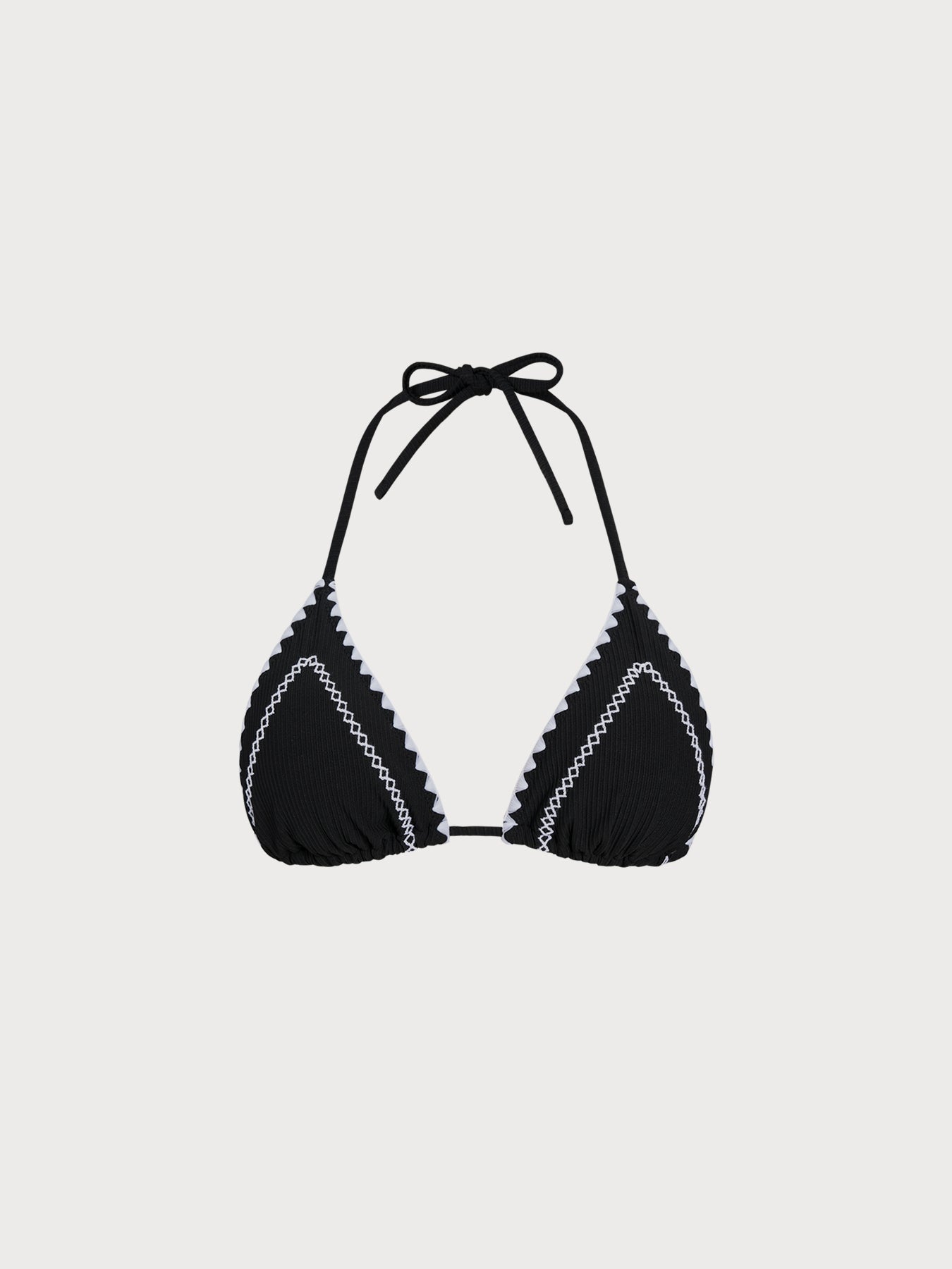 Women Knitted Nylon blended Bikini Tops Black Sustainable Bikinis - BERLOOK