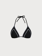 Women Knitted Nylon blended Bikini Tops Black Sustainable Bikinis - BERLOOK