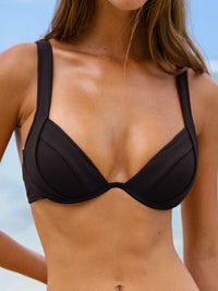 Women Knitted Nylon blended Bikini Tops Black Sustainable Bikinis - BERLOOK