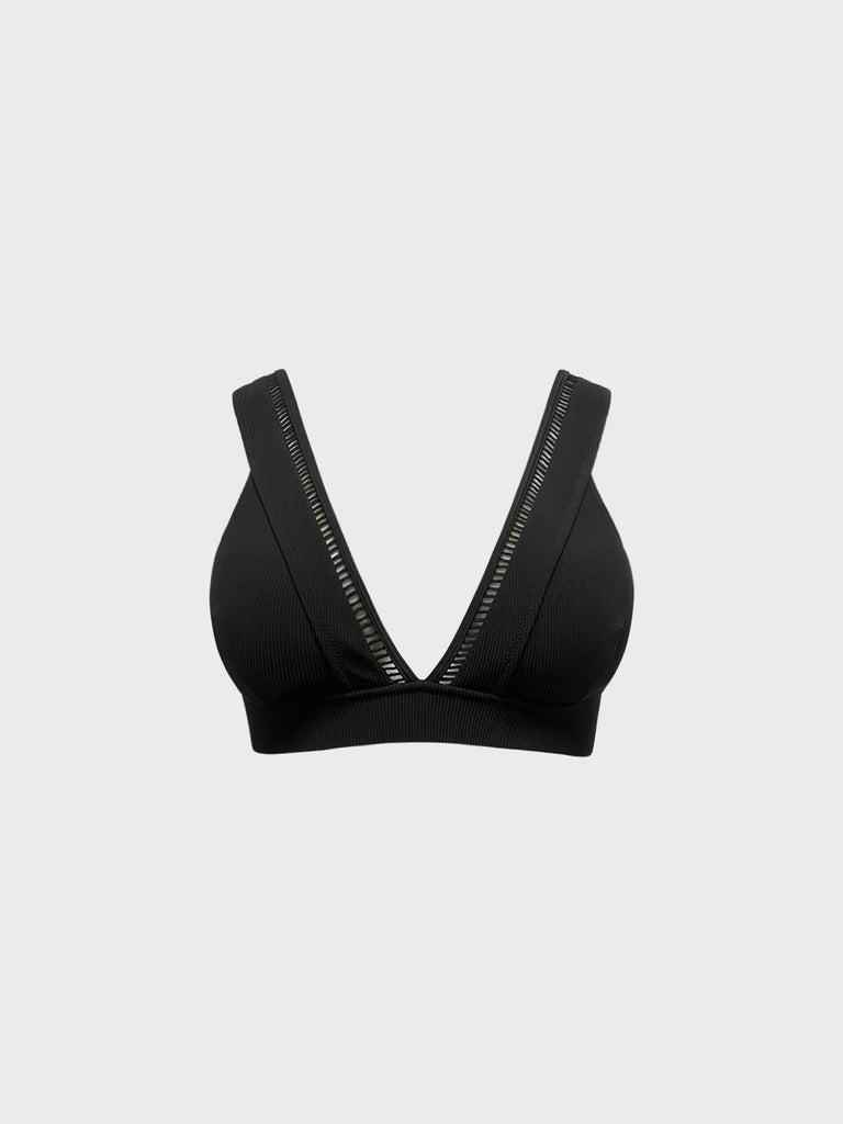 Women Knitted Nylon blended Bikini Tops Black Sustainable Plus Size Bikinis - BERLOOK