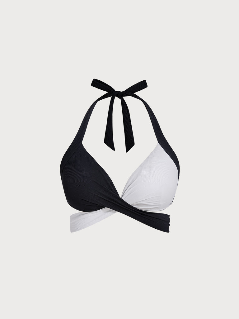 Women Knitted Nylon blended Bikini Tops Black Sustainable Plus Size Bikinis - BERLOOK