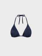 Women Knitted Nylon blended Bikini Tops Blue Sustainable Bikinis - BERLOOK