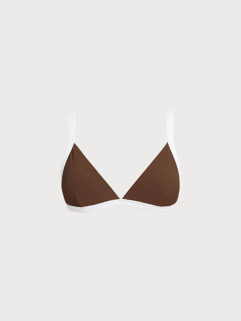 Women Knitted Nylon blended Bikini Tops Brown Sustainable Bikinis - BERLOOK