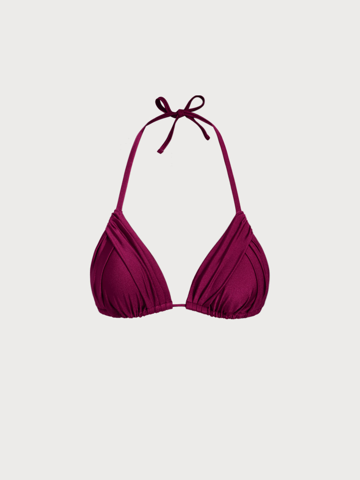 Women Knitted Nylon Blended Bikini Tops Burgundy Sustainable Bikinis - BERLOOK