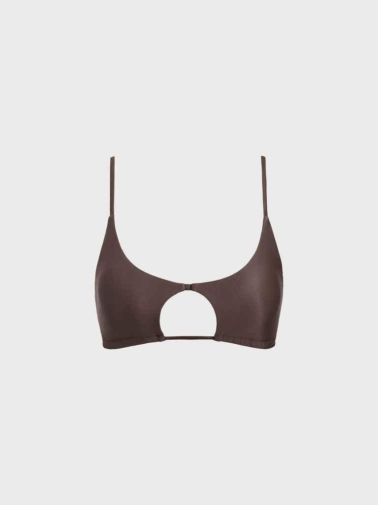 Women Knitted Nylon blended Bikini Tops Dark Coffee Sustainable Bikinis - BERLOOK