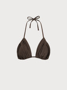 Women Knitted Nylon blended Bikini Tops Dark Coffee Sustainable Bikinis - BERLOOK