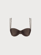 Women Knitted Nylon Blended Bikini Tops Dark Coffee Sustainable Bikinis - BERLOOK
