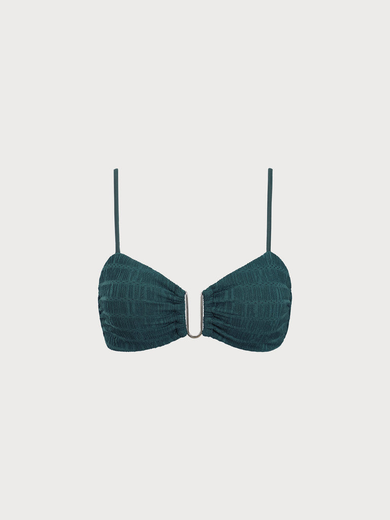 Women Knitted Nylon blended Bikini Tops Dark Green Sustainable Bikinis - BERLOOK