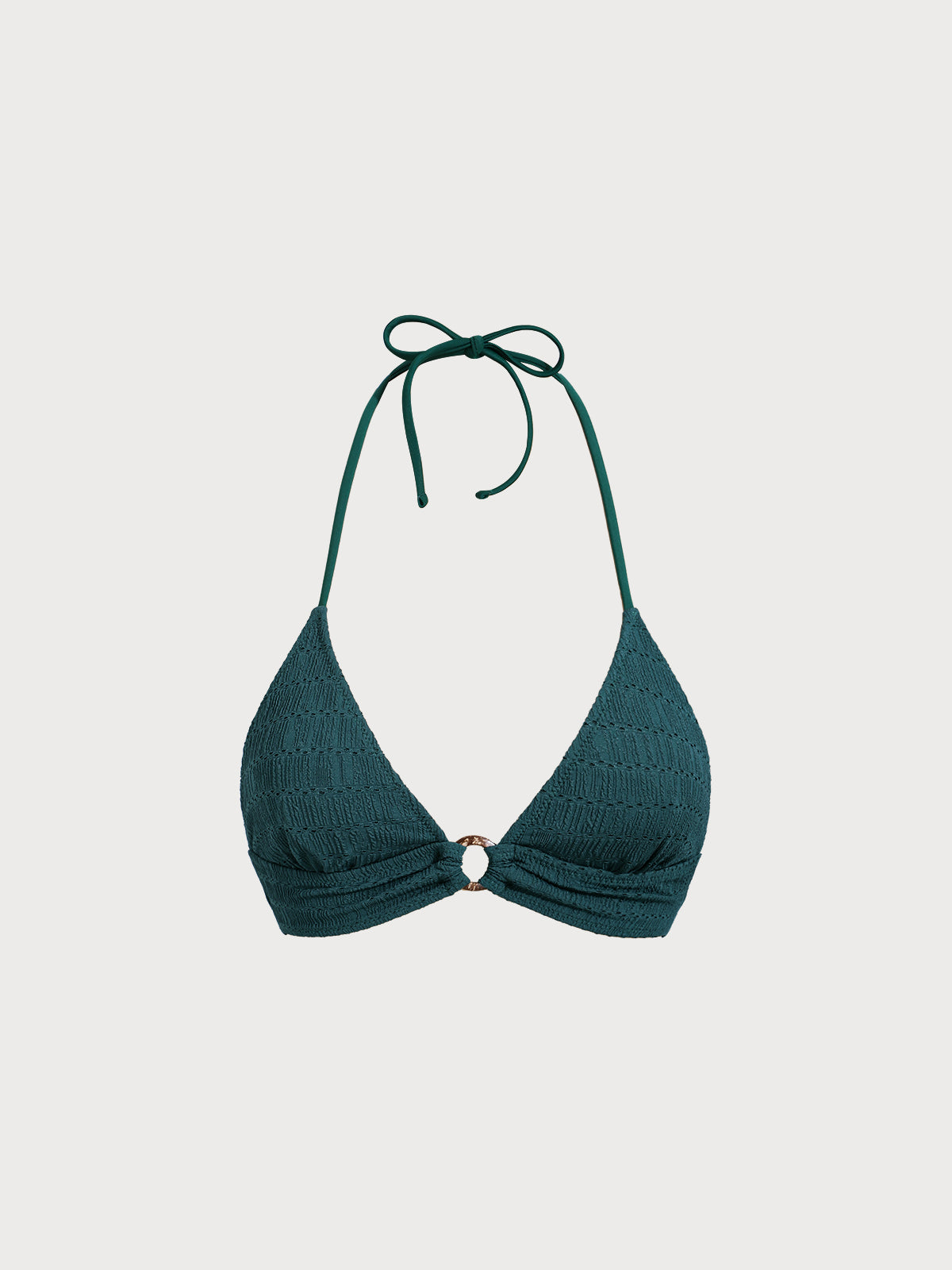 Women Knitted Nylon blended Bikini Tops Dark Green Sustainable Bikinis - BERLOOK