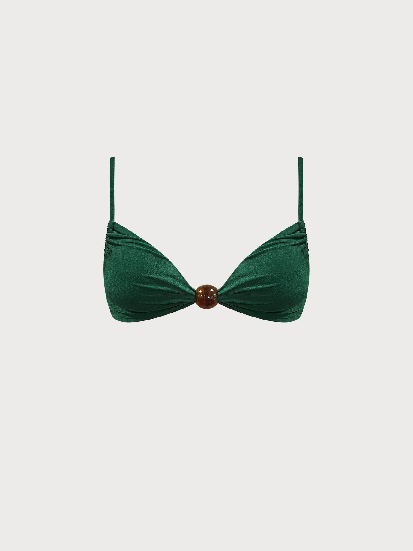 Women Knitted Nylon blended Bikini Tops Dark Green Sustainable Bikinis - BERLOOK