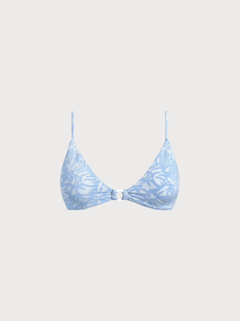 Women Knitted Nylon blended Bikini Tops Light Blue Sustainable Bikinis - BERLOOK