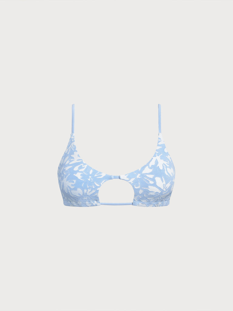 Women Knitted Nylon blended Bikini Tops Light Blue Sustainable Bikinis - BERLOOK