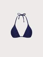 Women Knitted Nylon blended Bikini Tops Navy Sustainable - BERLOOK
