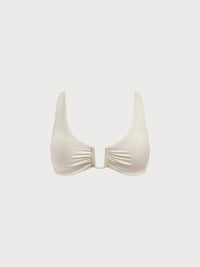 Women Knitted Nylon blended Bikini Tops Off White Sustainable Bikinis - BERLOOK