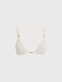 Women Knitted Nylon blended Bikini Tops Off White Sustainable Bikinis - BERLOOK
