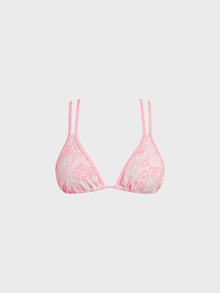 Women Knitted Nylon blended Bikini Tops Pink Sustainable Bikinis - BERLOOK