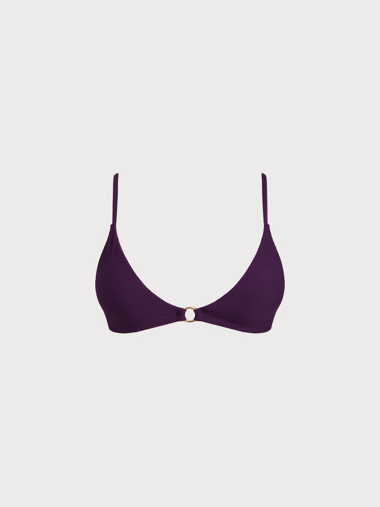 Women Knitted Nylon blended Bikini Tops Purple Sustainable Bikinis - BERLOOK