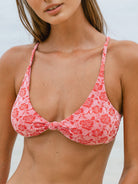Women Knitted Nylon Blended Bikini Tops Red Sustainable Bikinis - BERLOOK