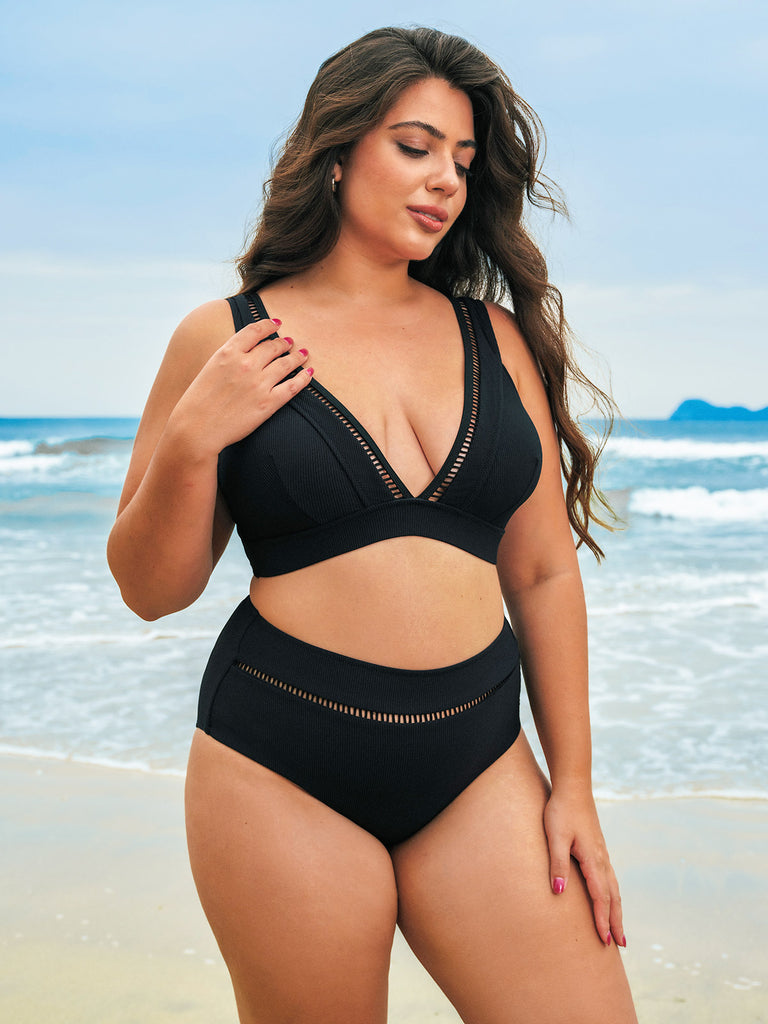 Women Knitted Nylon blended Bikini Tops Sustainable Plus Size Bikinis - BERLOOK