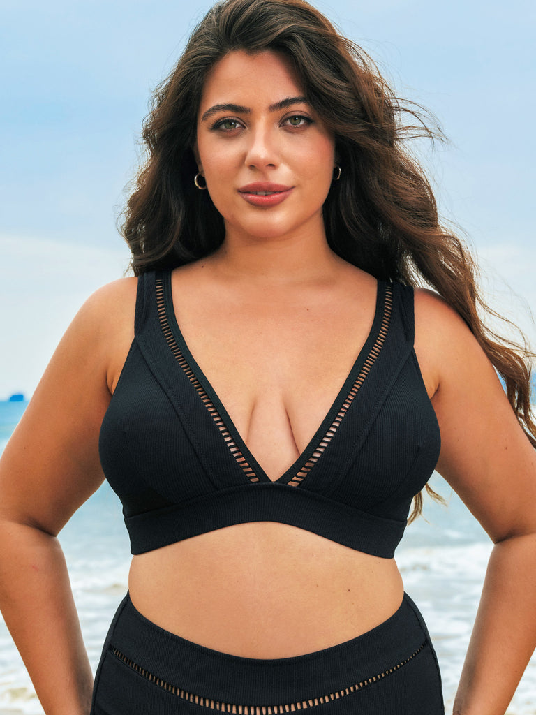 Women Knitted Nylon blended Bikini Tops Sustainable Plus Size Bikinis - BERLOOK