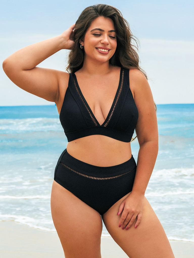 Women Knitted Nylon blended Bikini Tops Sustainable Plus Size Bikinis - BERLOOK