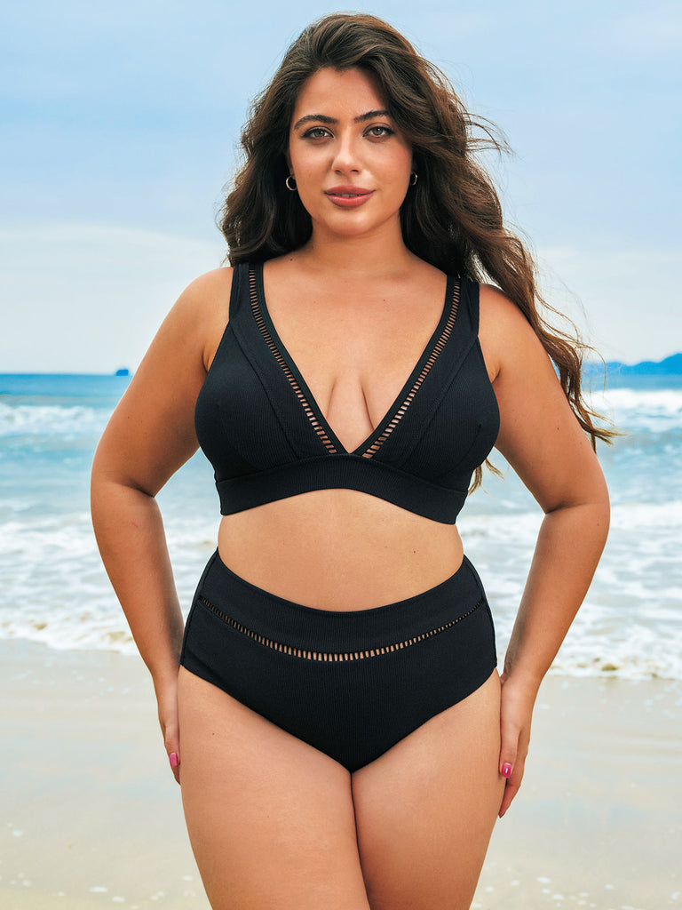 Women Knitted Nylon blended Bikini Tops Sustainable Plus Size Bikinis - BERLOOK