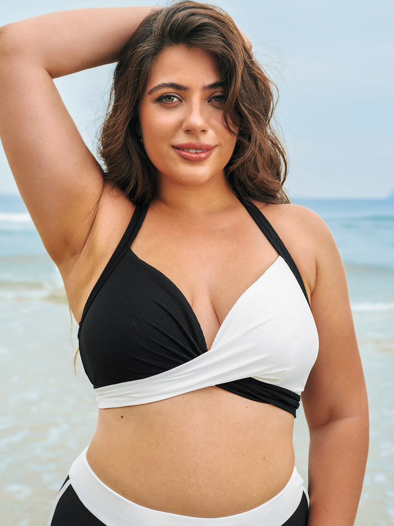 Women Knitted Nylon blended Bikini Tops Sustainable Plus Size Bikinis - BERLOOK